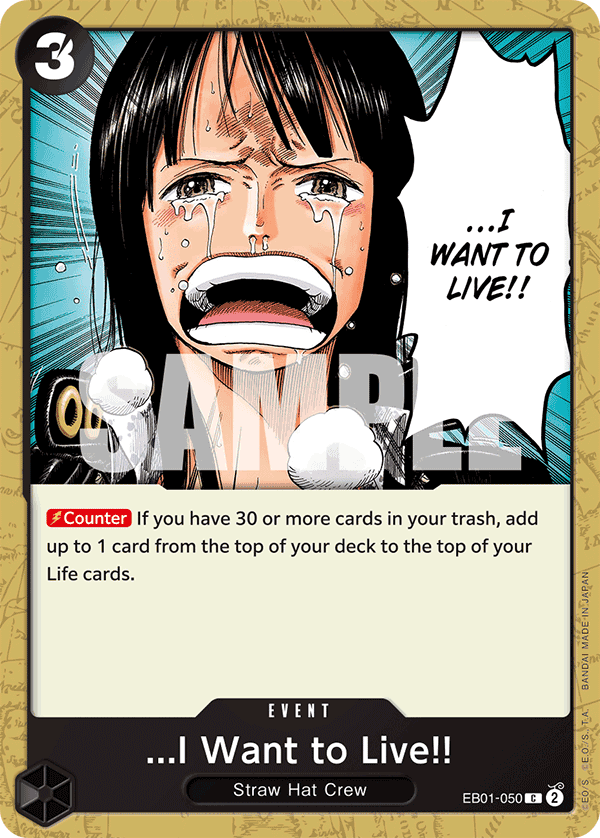 Robin in the manga scene reproduced on the official I Want to Live card