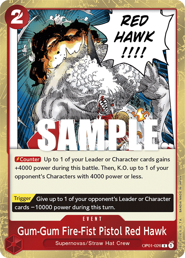 Red Hawk manga scene on the official One Piece card