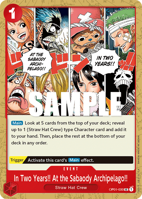Straw Hat crew manga panels on the official In Two Years card